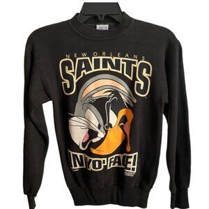 Vintage New Orleans Saints Warner Bros In Yo Face NFL Sweatshirt 1993